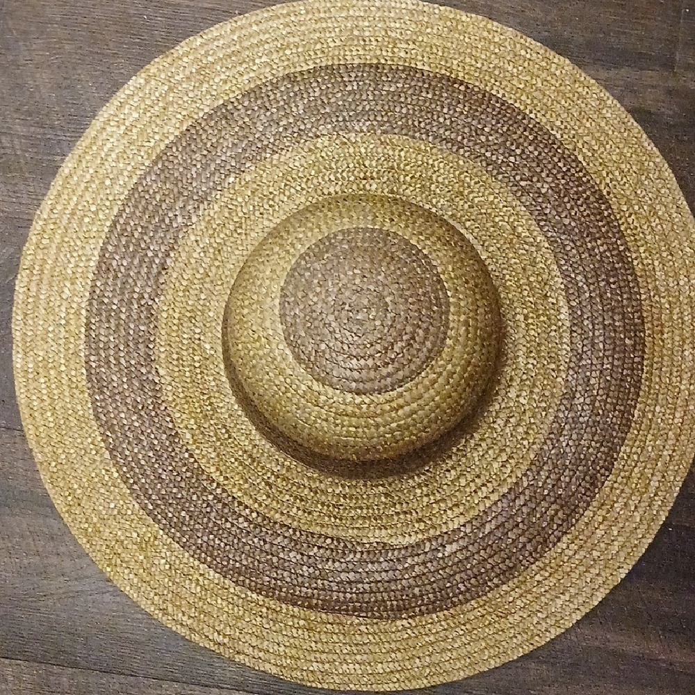 J. Crew Woven Hat with Brown and Tan Stripes